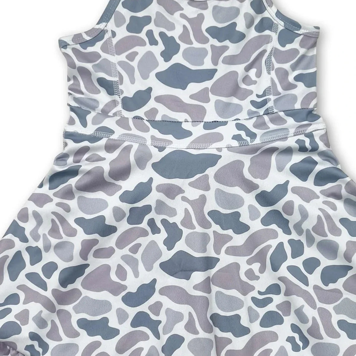 Grey camo straps ruffle girls athletic dress