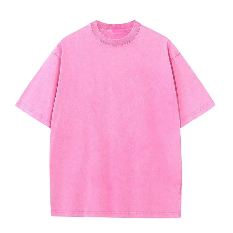 Men's Retro Washed T Shirt 230G Heavy Cotton Oversized Summer Tee Loose Short Sleeve Streetwear Casual Basic Male Clothes